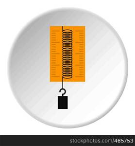 Dynamometer with weights icon in flat circle isolated on white vector illustration for web. Dynamometer with weights icon circle