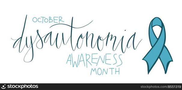 Dysautonomia Awareness Month October promotion banner template with support ribbon vector.. Dysautonomia Awareness Month October promotion banner template with support ribbon.