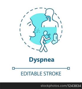 Dyspnea concept icon. Shortness of breath. Panic attack. Respiratory disease. Influenza symptom idea thin line illustration. Vector isolated outline RGB color drawing. Editable stroke