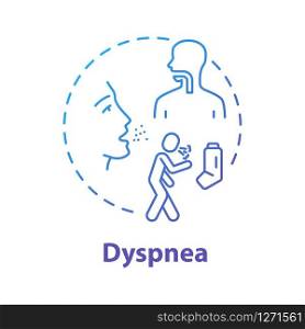 Dyspnea concept icon. Tension in chest. Shortness of breath. Asthma inhaler. Respiratory disease. Influenza symptom idea thin line illustration. Vector isolated outline RGB color drawing