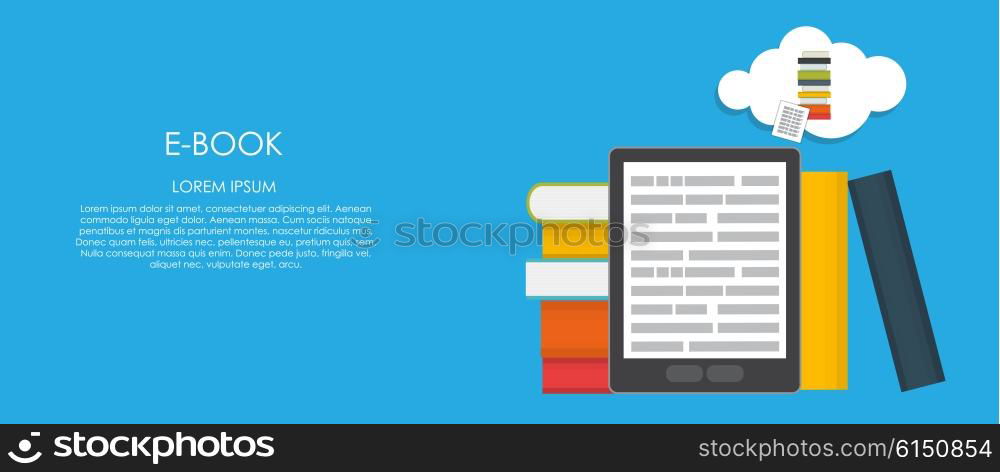 E-Book Vector illustration. Flat computing background. EPS10. E-Book Vector illustration. Flat computing background