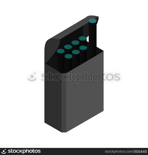 E-cigarettes with a box icon in isometric 3d style on a white background. E-cigarettes with a box icon, isometric 3d style