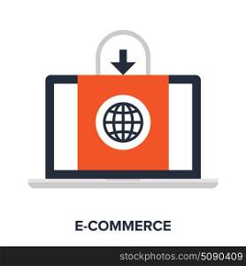 E-commerce. Abstract vector illustration of digital commerce flat design concept.