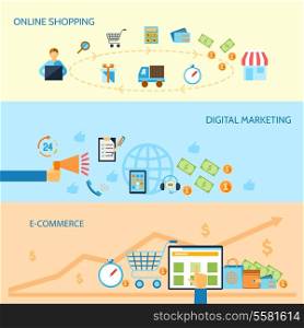 E-commerce banners set of online shopping digital marketing isolated vector illustration
