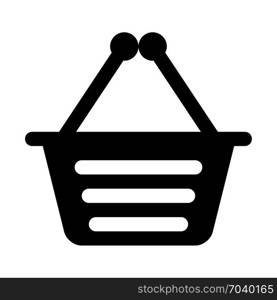 E-commerce basket with handle, icon on isolated background