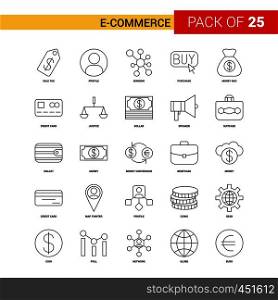 E-Commerce Black Line Icon - 25 Business Outline Icon Set