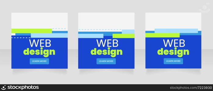 E commerce blue square web banner design template. Vector flyer with text space. Advertising placard with customized copyspace. Promotional printable poster for advertising. Graphic layout. E commerce blue square web banner design template