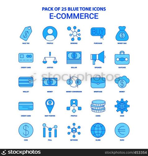 E-Commerce Blue Tone Icon Pack - 25 Icon Sets