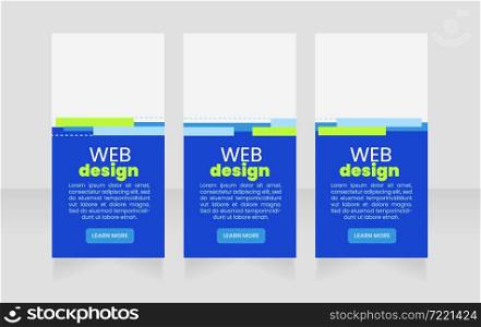 E commerce blue vertical web banner design template. Vector flyer with text space. Advertising placard with customized copyspace. Promotional printable poster for advertising. Graphic layout. E commerce blue vertical web banner design template