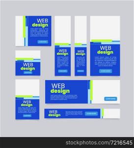 E commerce blue web banner design template. Vector flyer with text space. Advertising placard with customized copyspace. Promotional printable poster for advertising. Graphic layout. E commerce blue web banner design template