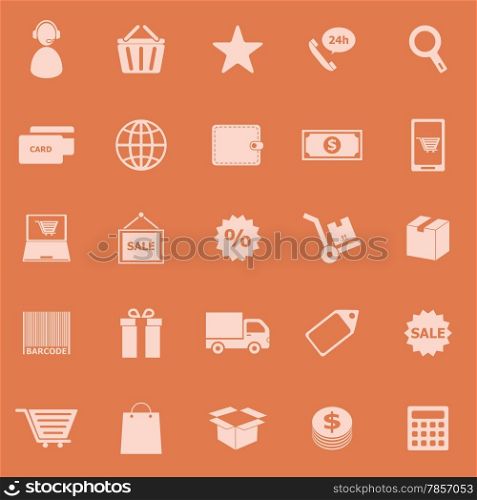 E-commerce color icons on orange background, stock vector
