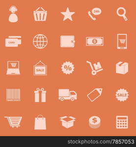 E-commerce color icons on orange background, stock vector