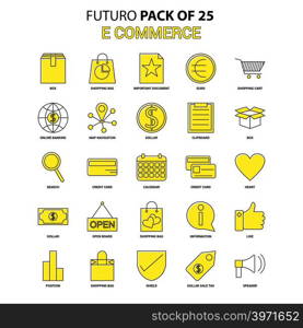 E-Commerce Icon Set. Yellow Futuro Latest Design icon Pack