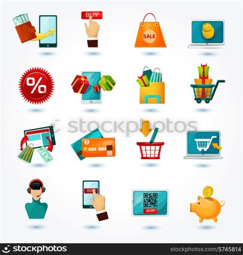 E-commerce internet delivery online shopping web business decorative icons set isolated vector illustration