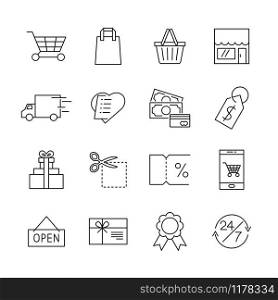 E commerce line icon for online store web or mobile. Editable stroke vector