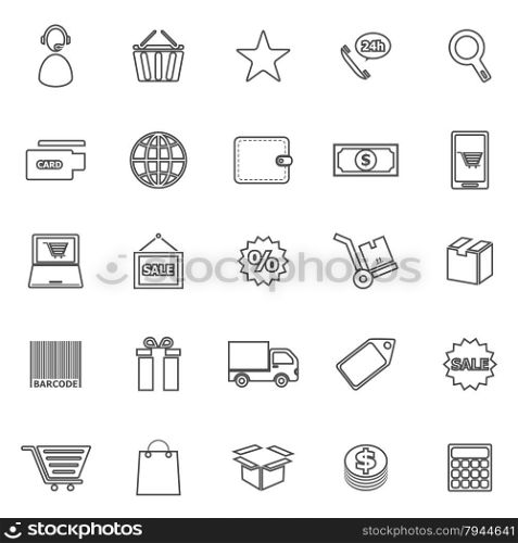 E-commerce line icons on white background, stock vector