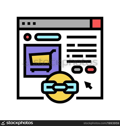 e-commerce link building color icon vector. e-commerce link building sign. isolated symbol illustration. e-commerce link building color icon vector illustration