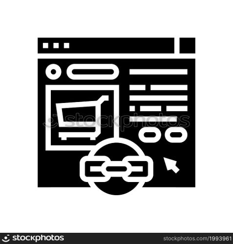 e-commerce link building glyph icon vector. e-commerce link building sign. isolated contour symbol black illustration. e-commerce link building glyph icon vector illustration