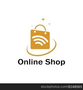 e-commerce logo  shopπng bag and onli≠shop logo design with modern concept