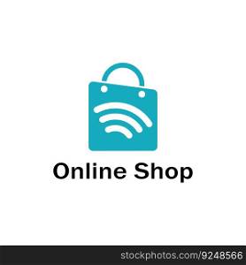 e-commerce logo  shopping bag and online shop logo design with modern concept