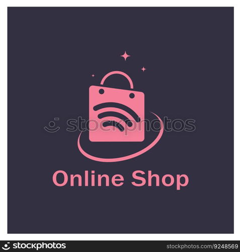 e-commerce logo  shopping bag and online shop logo design with modern concept