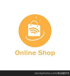 e-commerce logo  shopping bag and online shop logo design with modern concept