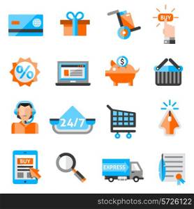E-commerce online store retail and delivery service icons set isolated vector illustration