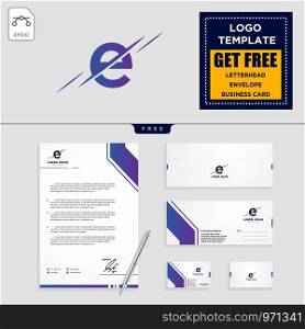 E initial logo template vector illustration and letterhead, business card, envelope, stationery design. E initial logo template and stationery design