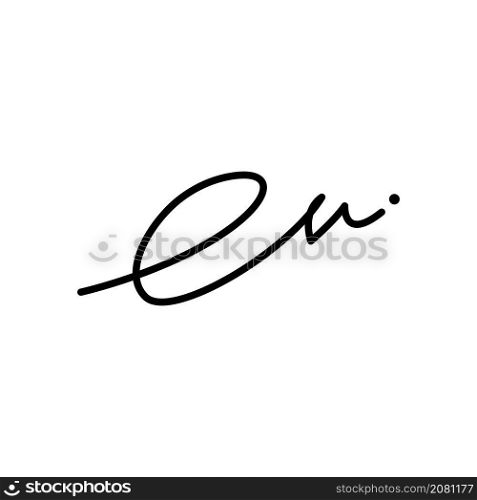 E initial signature handwriting flat design
