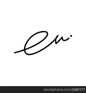 E initial signature handwriting flat design