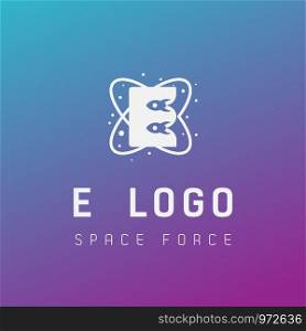 e initial space force logo design galaxy rocket vector in gradient background - vector. e initial space force logo design galaxy rocket vector in gradient background