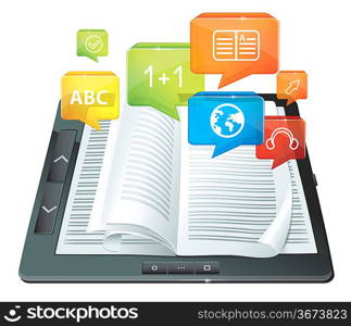 e-learning concept - electronic book - vector illustration