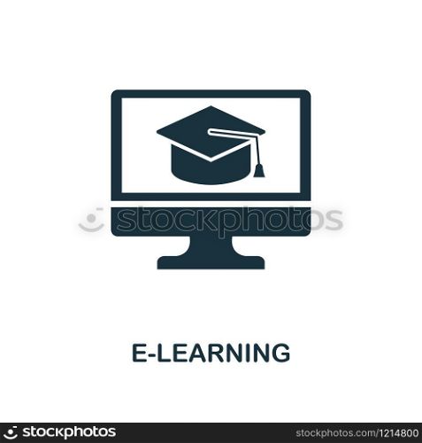 E-Learning creative icon. Simple element illustration. E-Learning concept symbol design from online education collection. Can be used for web, mobile, web design, apps, software, print. E-Learning creative icon. Simple element illustration. E-Learning concept symbol design from online education collection. Objects for mobile, web design, apps, software, print.