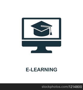 E-Learning creative icon. Simple element illustration. E-Learning concept symbol design from online education collection. Can be used for web, mobile, web design, apps, software, print. E-Learning creative icon. Simple element illustration. E-Learning concept symbol design from online education collection. Objects for mobile, web design, apps, software, print.