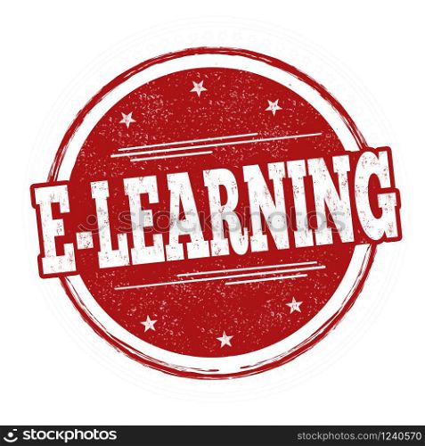 E-learning sign or stamp on white background, vector illustration