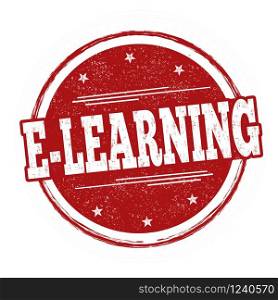 E-learning sign or stamp on white background, vector illustration
