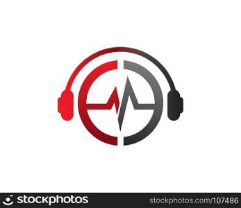 E Letter dj in headphone Logo. E Letter dj in headphone Logo Template