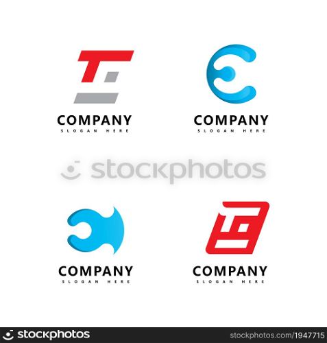 E letter initial icon logo vector template