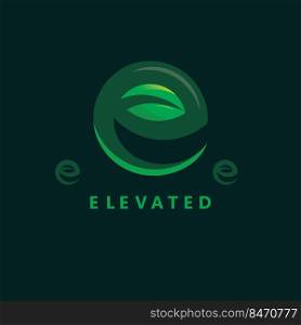 e letter leaf concept design icon vector illustration template web
