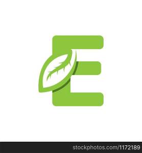 E Letter logo leaf concept template design