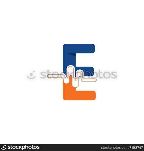 E Letter logo on pulse concept creative template design
