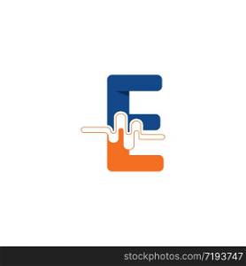E Letter logo on pulse concept creative template design