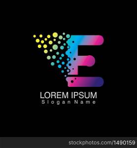 E Letter Logo with dots gradient design. company Alphabet vector template