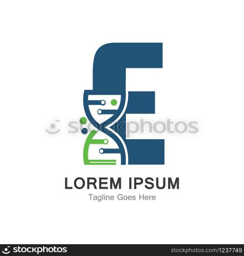 E letter with DNA logo creative design template