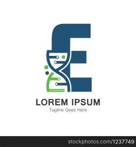 E letter with DNA logo creative design template