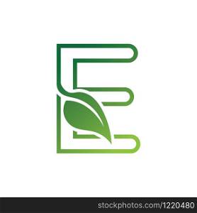 E Letter with leaf logo or symbol concept template design