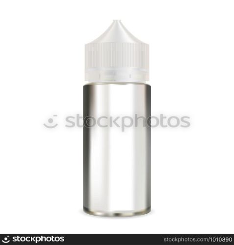 E liquid bottle mock up. Vapour packaging blank. Vape smoke dropper container mockup. Realistic essence oil glass jar with plastic dropper. 3d product design for natural essential extract. E liquid bottle mock up. Vapour packaging blank