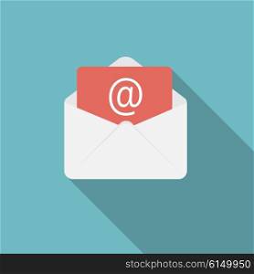 E-Mail Flat Icon with Long Shadow, Vector Illustration Eps10