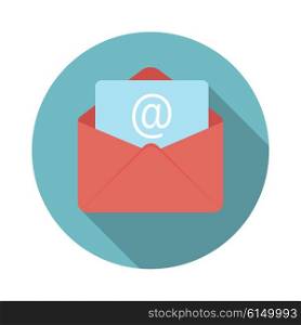 E-Mail Flat Icon with Long Shadow, Vector Illustration Eps10