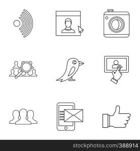 E-mail icons set. Outline illustration of 9 e-mail vector icons for web. E-mail icons set, outline style